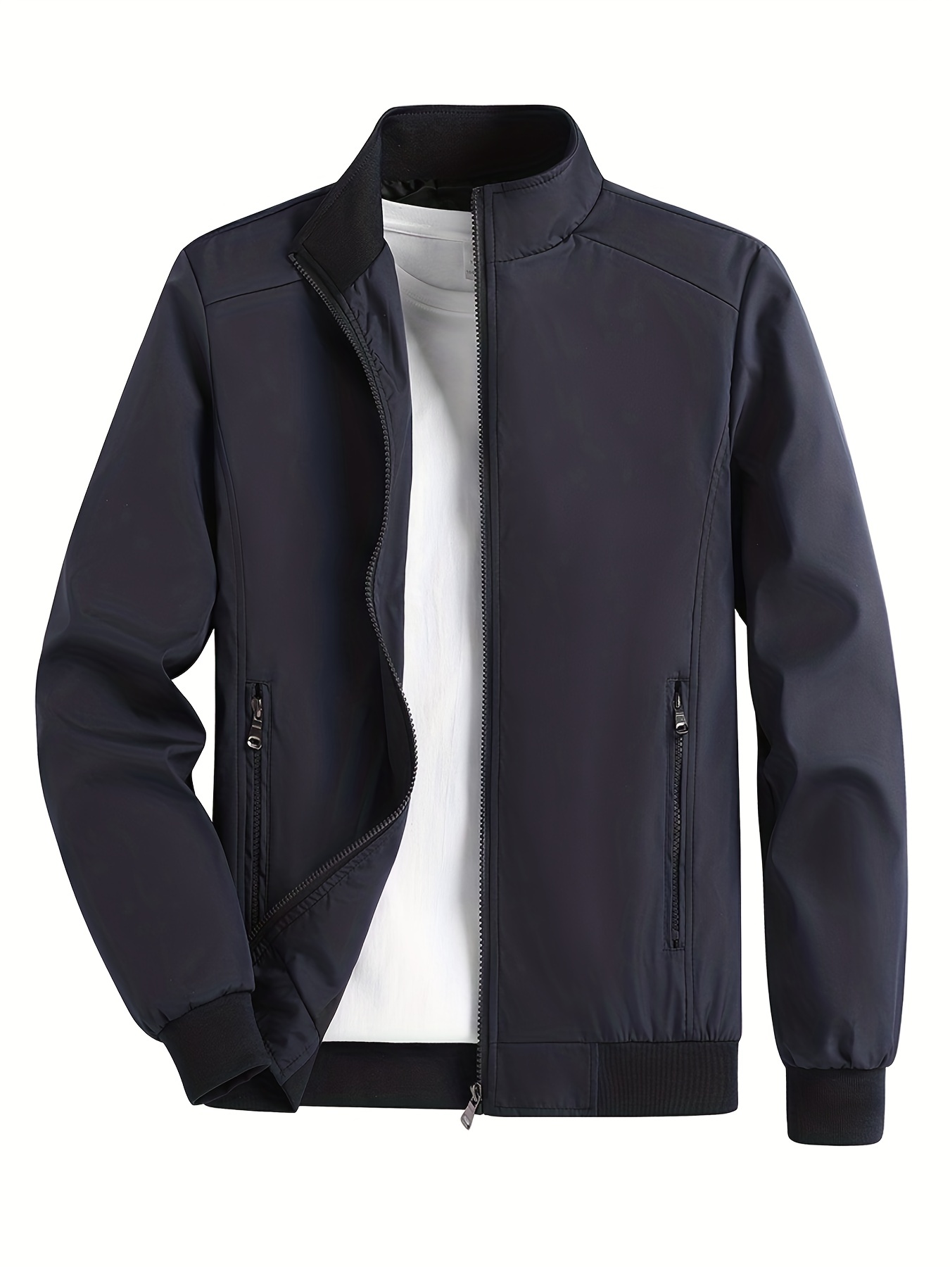 Classic Design Lightweight Jacket Men's Casual Zip Stand - Temu