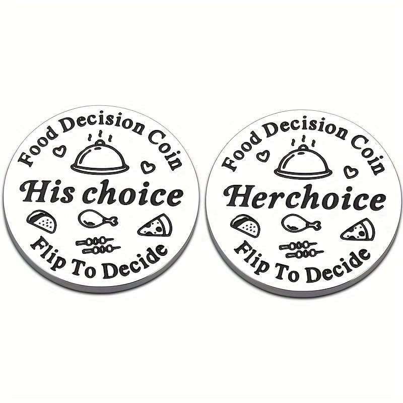 

1pc/2pcs Double- Steel Accessories, Food Decision Coins, Fun For And Girlfriend, , Holiday For Friends And Family, Birthday , Christmas Stocking Stuffers, Funny .