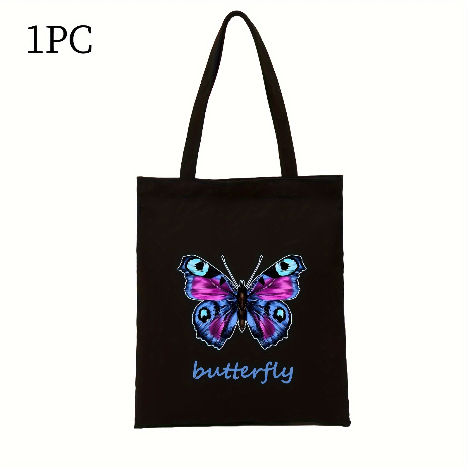 Sac Bandoulière Enfant Personnalisable - Modèle Papillon Noir, Prénom Brodé, Idéal Pour L'école