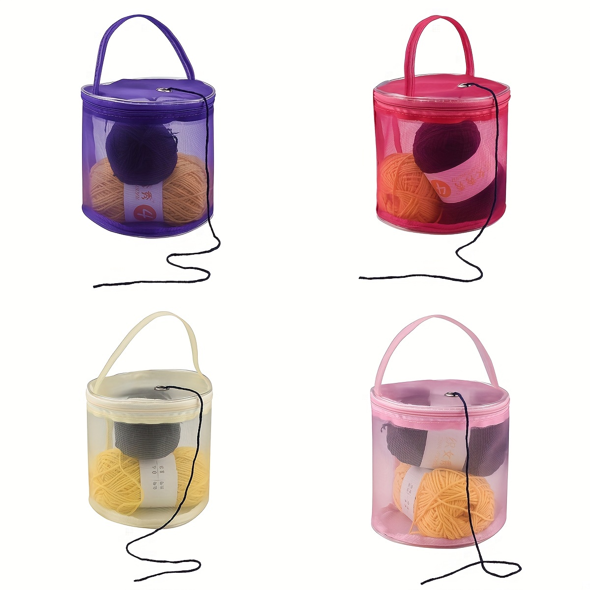Portable Yarn Storage Bag Organizer with Divider for Crocheting