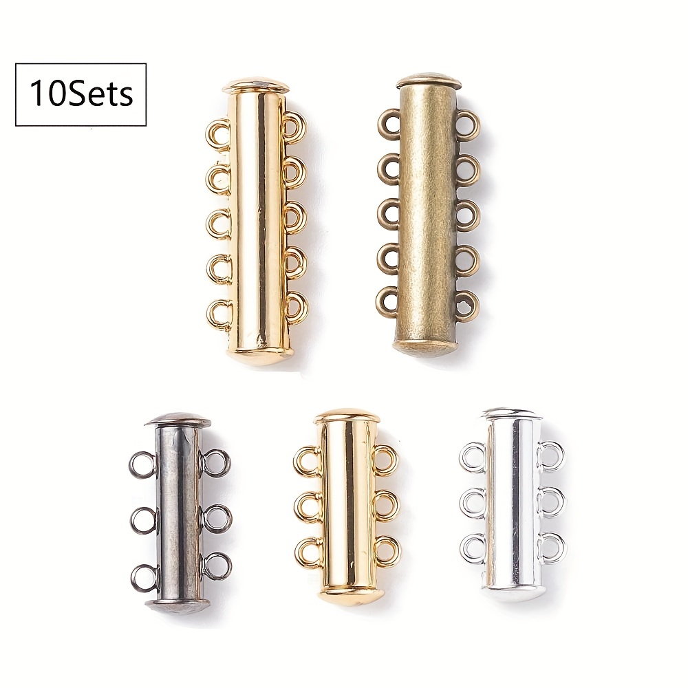 Magnetic Layered Necklace Clasps,4 Pieces 2 Size Slide Clasp Lock Necklace  Connector For Multi Strands Slide Tube Clasps
