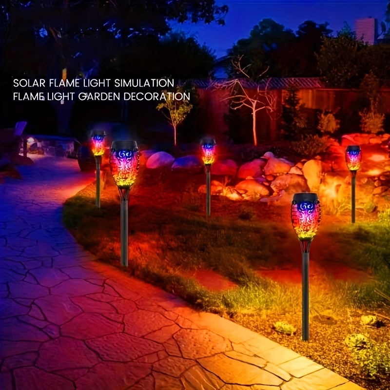 Lampes solaires torches lampe de jardin lumière solaire extérieur torches  solaires pour flamme extérieure torche solaire
