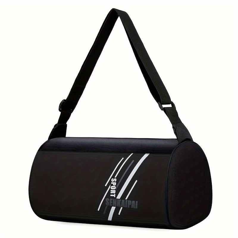 

Nylon Travel Duffle Bag With Zipper Closure - Versatile Shoulder & Crossbody Cylinder For Gym, - Black