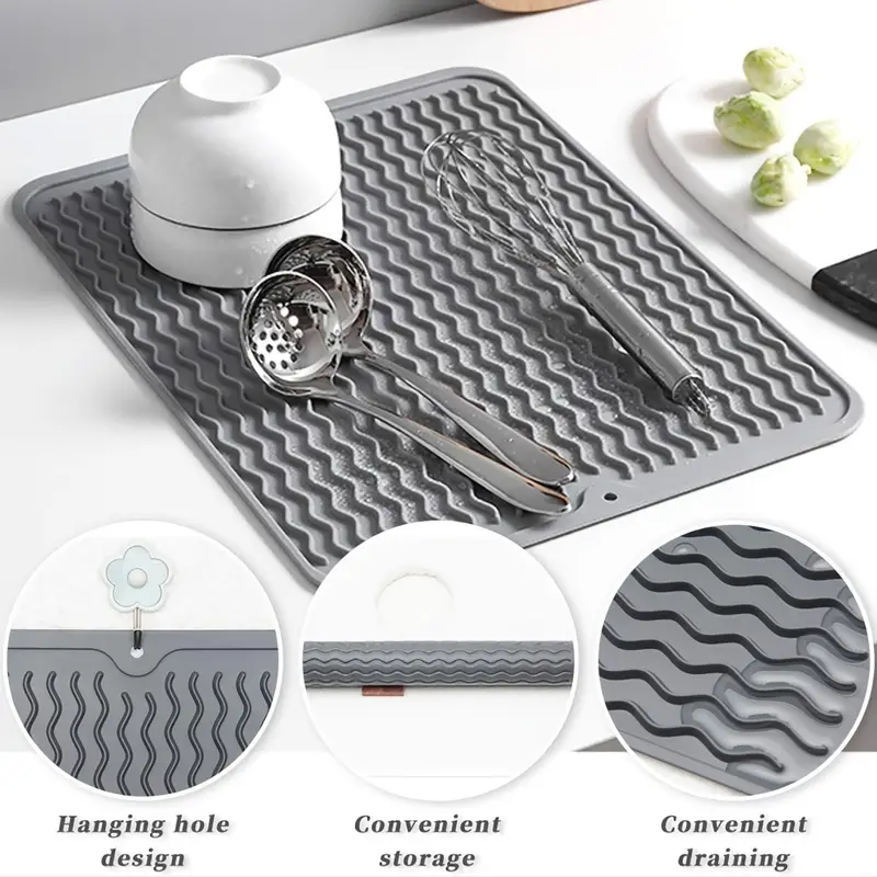 Super Sturdy Silicone Dish Drying Mat And Trivet, Dishwasher Safe, Heat  Resistant, Cooling Mat - Temu