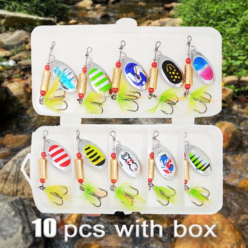 10pcs 5G Metal Fishing Lure Set - Spinners, Hard Baits, and Box Combo for  Bass, Trout, and Salmon Fishing Tackle - Enhanced Catch Rates and Durability