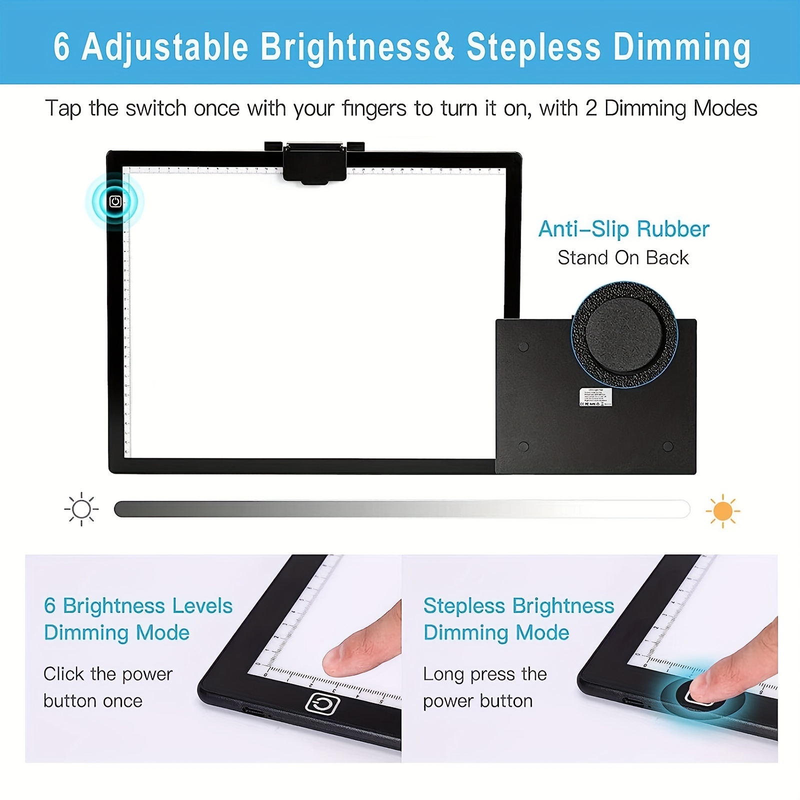 A3 Light Pad, Tracing Light Box 3 Colors Mode Stepless A3 Cordless with  Stand
