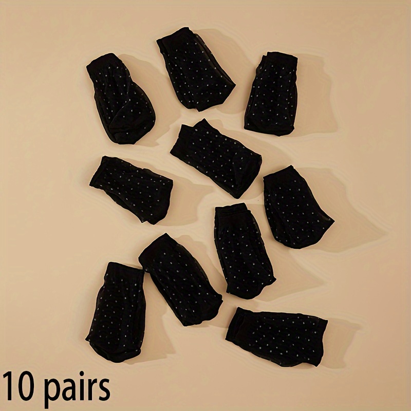 

10 Pairs Dot Pattern Mesh Socks, Soft & Lightweight Low Cut Ankle Socks, Women's Stockings & Hosiery