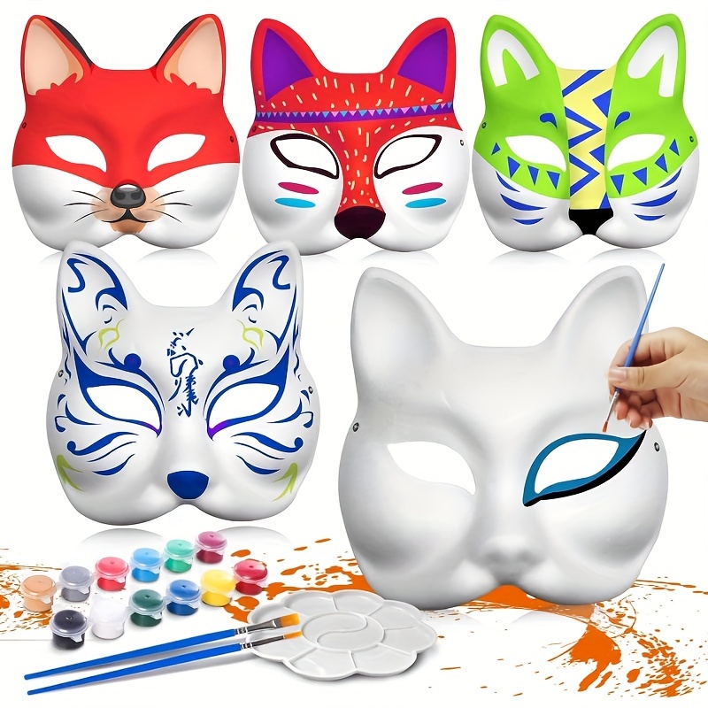 5PCS carnival masks blank cat mask for craft halloween mask prop
