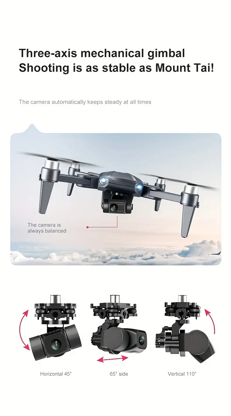 rg106 three axis self stabilizing gimbal with two batteries professional aerial drone 1080p dual camera gps positioning auto return optical flow positioning brushless motor hd image transmission foldable quadcopter with storage backpack beautiful color box christmas thanksgiving halloween gift details 5