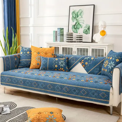 1pc bohemian schneier sofa cover geometric embroidery sofa cover pet sofa protection cover anti slip sofa cover furniture cover bedroom office living room home decoration