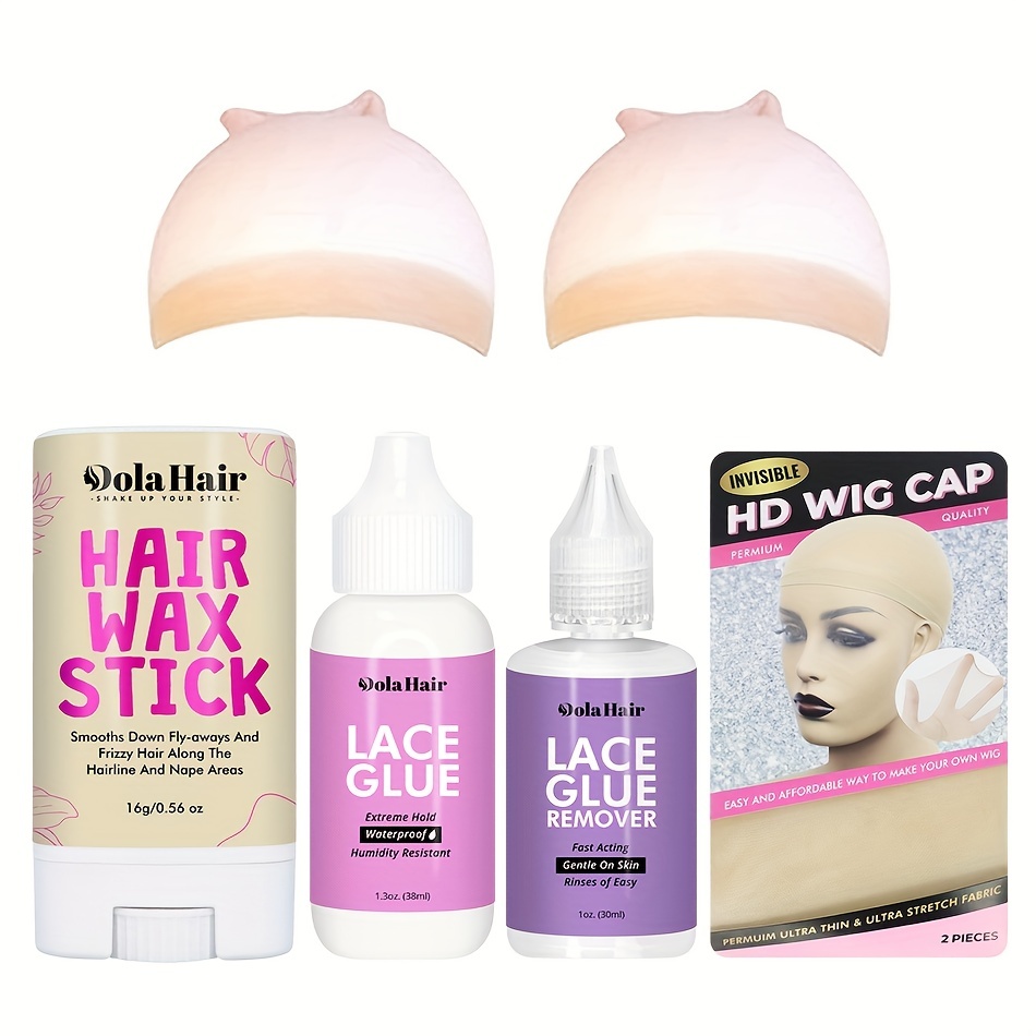 38ml Lace Glue/ 30ml Lace Glue Remover, Waterproof Lace Glue Wig Glue for Front Lace Wig Invisible Bonding Glue Strong Hold Wig Adhesive, Fast 