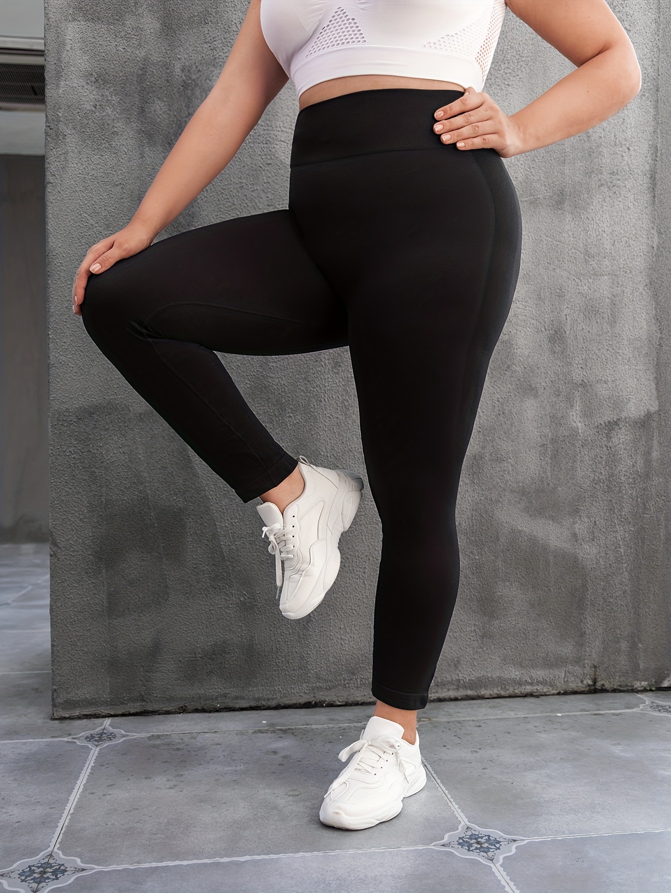 Women High Waist Yoga Pants Plus Size Solid Color Fitness Gym Leggings  Girls Running Tights Female Elastic Slim Sports Trousers