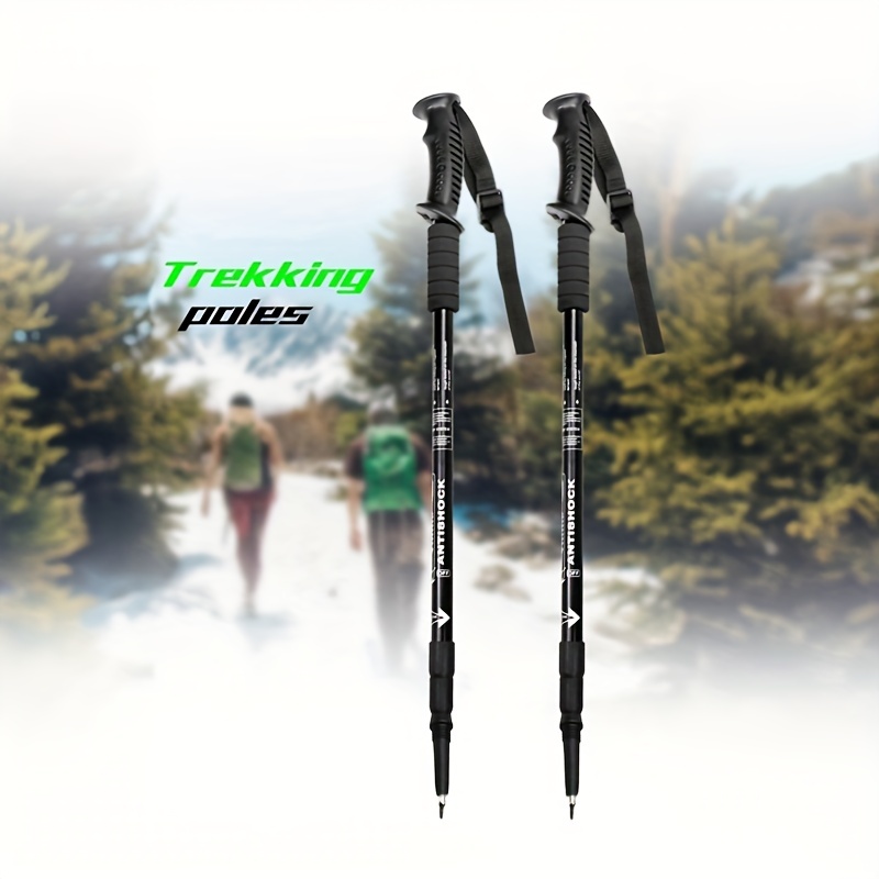 Pair of 2 Trekking Poles Walking Hiking Sticks Anti-shock Adjustable  Alpenstock