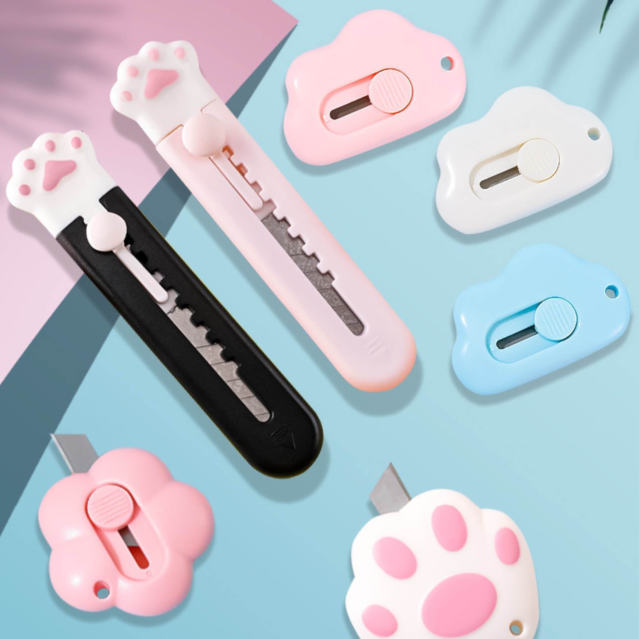 Cute Box Cutter Retractable Kawaii Knife Utility Kitty Letter