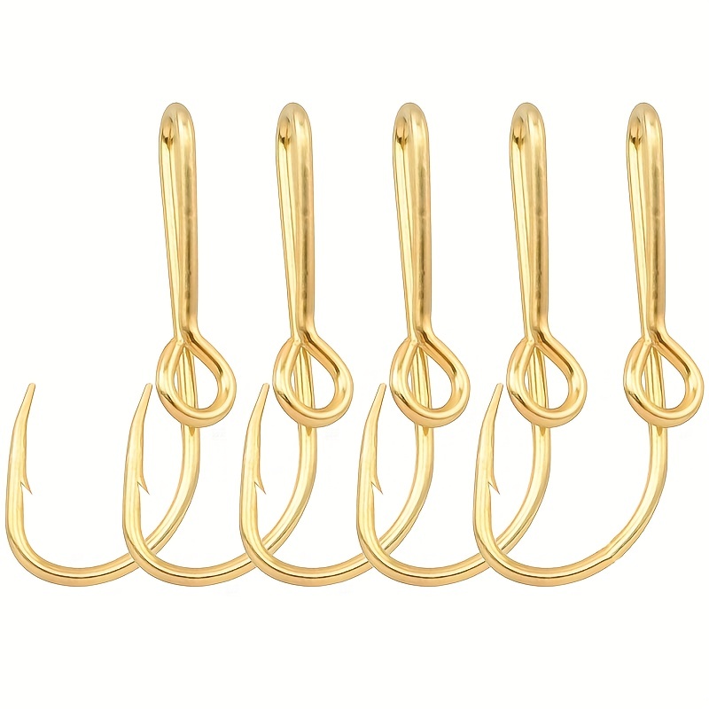 5pcs Golden Fish Hook Hat Pins - Perfect for Outdoor Fishing!