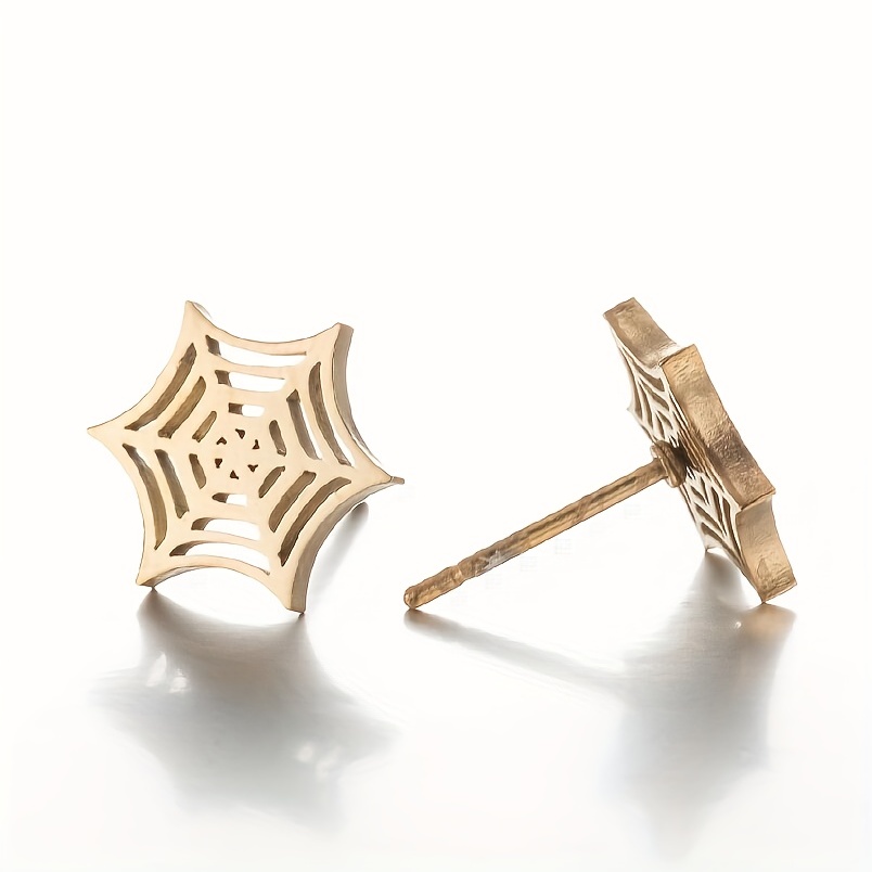 2pcs Men's Stainless Steel Spider Web Earrings