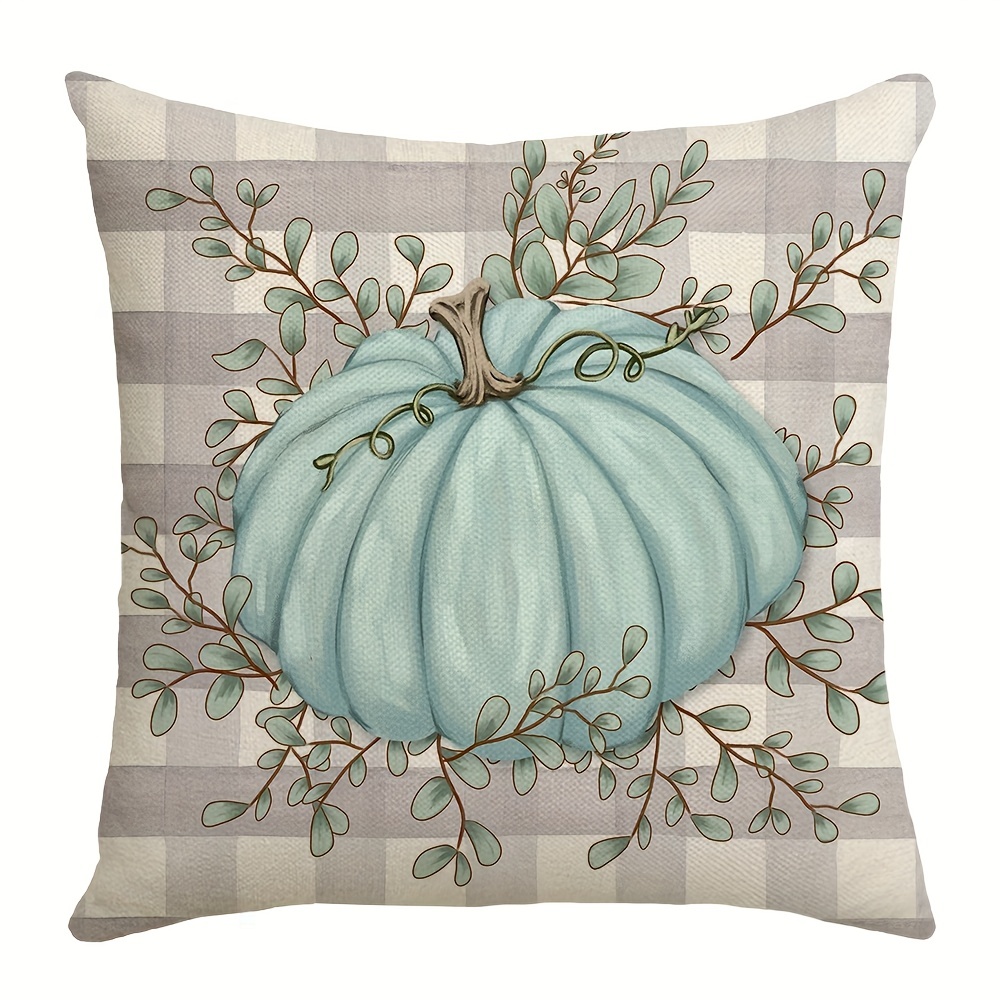 4TH Emotion Fall Decor Pillow Covers 18x18 Set of 4 Thanksgiving Blue  Pumpkin Farmhouse Decorations Thankful Blessed Farm Outdoor Fall Pillows