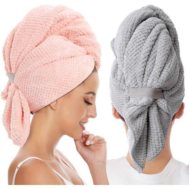 Toallas de microfibra para secar el cabello, toalla de secado rápido,  toalla de secado rápido, turbante de cabeza para cabello largo, grueso y  rizado