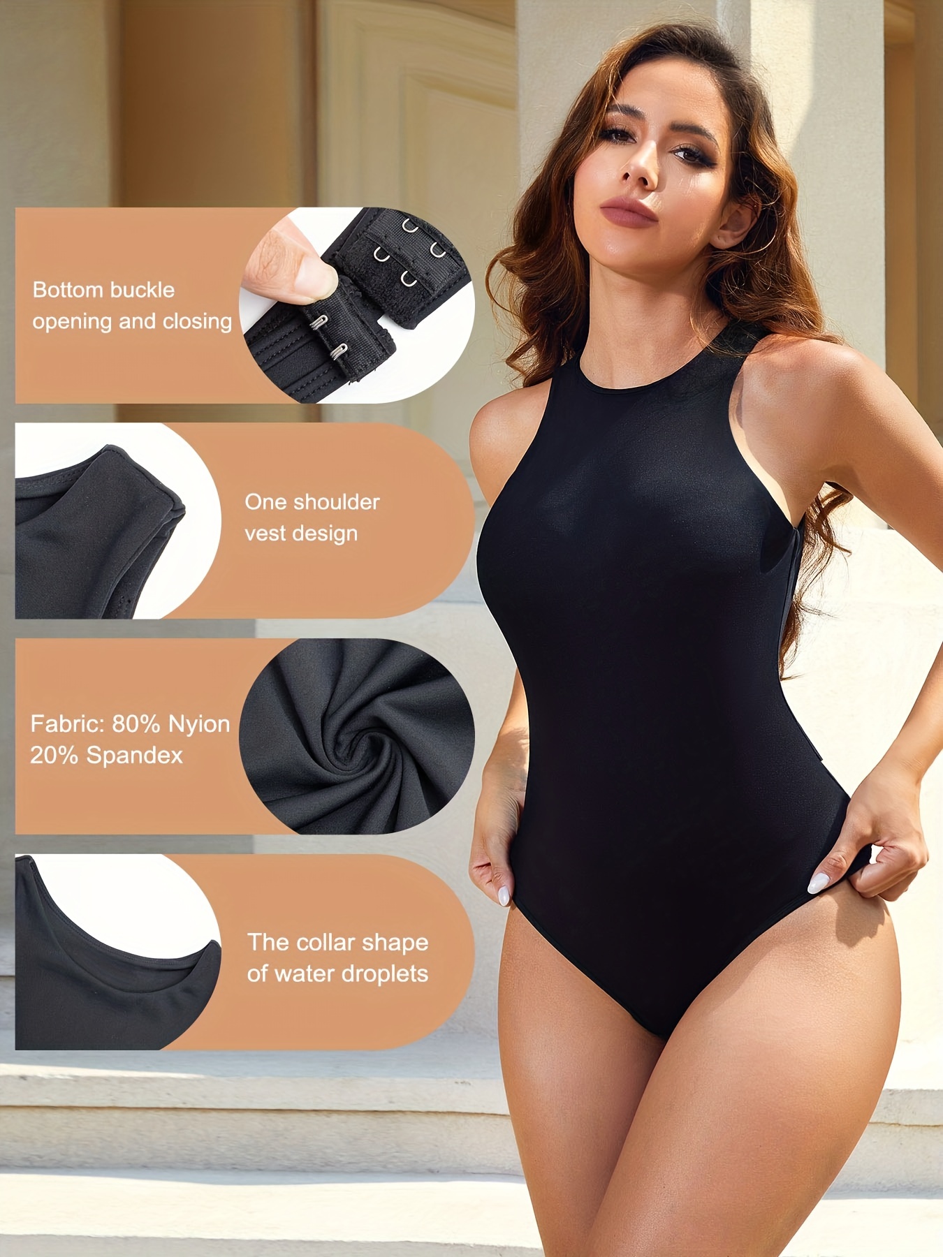 Black Seamless Shaping Bodysuit, Tummy Control All-match Sleeveless Body  Shaper, Women's Underwear & Shapewear