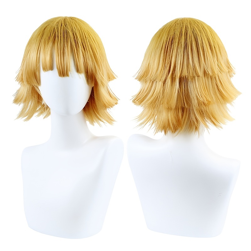 1pc Anime Cosplay Parrucca Uomo Giallo Gradualmente capelli arancioni  Halloween Masquerade Party Parrucca Animazione Festival Parrucca sintetica