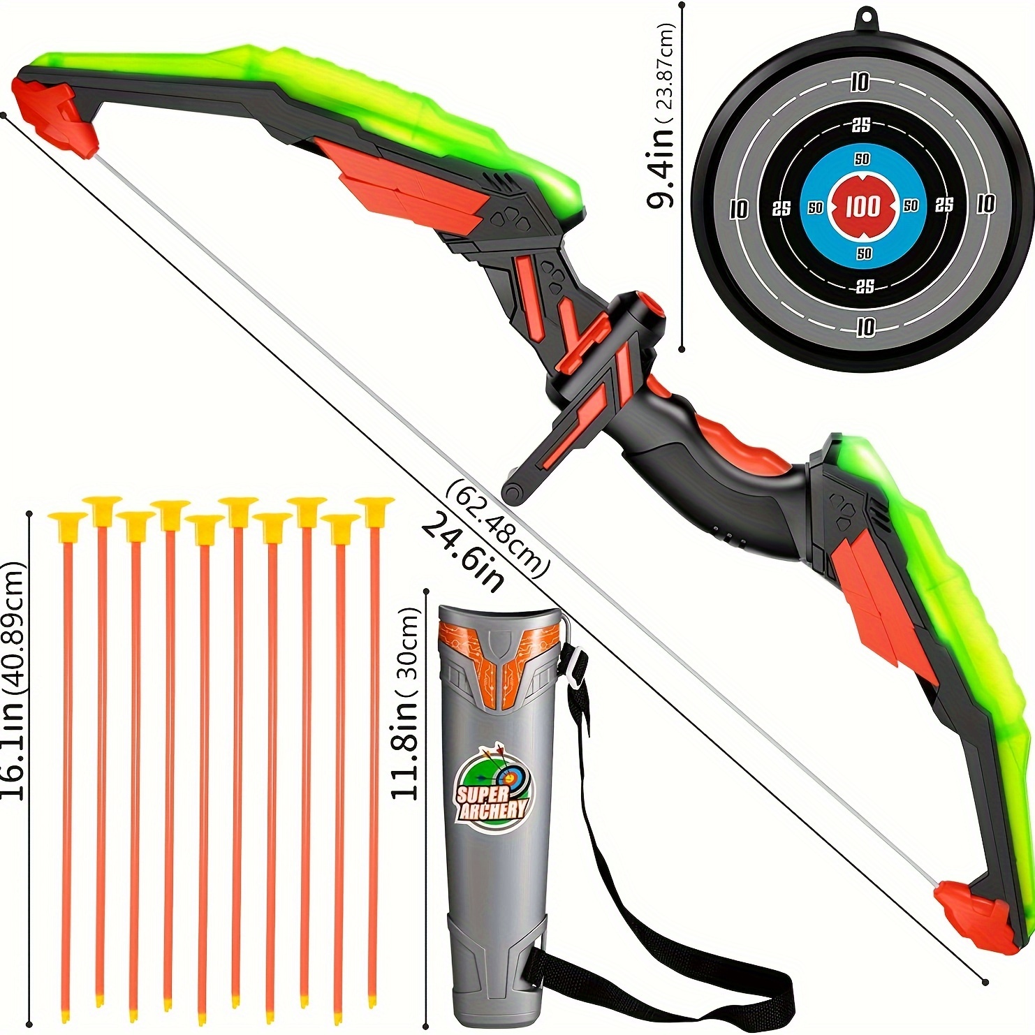 LED Bow and Arrow for Kids, Light Up Archery Toy Play Set