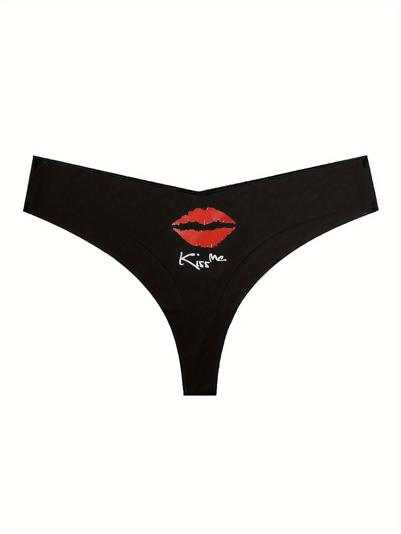 Lips Pattern Thongs Soft Comfy Stretchy Intimates Panties - Temu