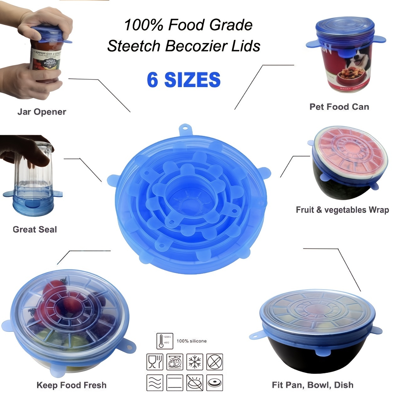 Transparent Silicone Sealing Cover For Refrigerator, Microwave Heating  Bowl, Fresh-keeping Dish