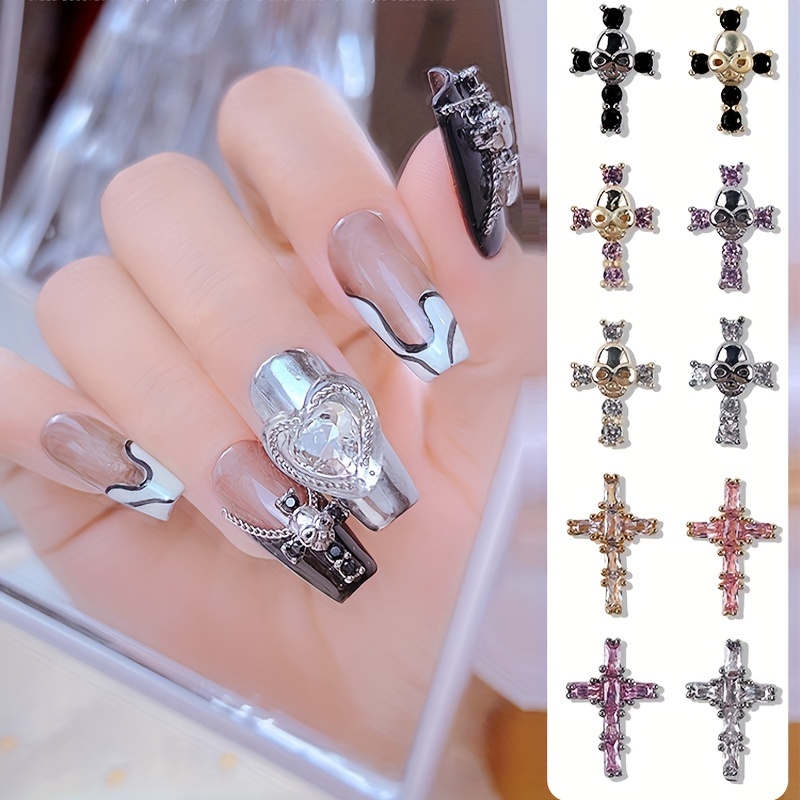 Punk Style Pink Gun Nail Charms 10PCS - 3D Metal Nail Decorations with  Crystal Rhinestones for Acrylic Nails