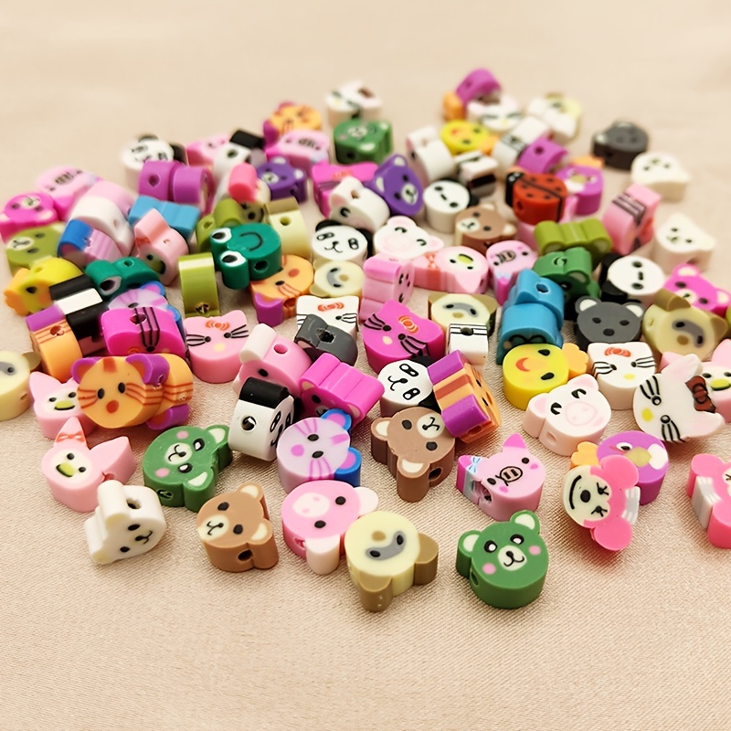 100pcs Cute Fruit Beads, 10mm Handmade Polymer Clay Beads Fruit Beads for DIY Bracelet Necklace Earring Hairpin Jewellery Making Kit for Girls