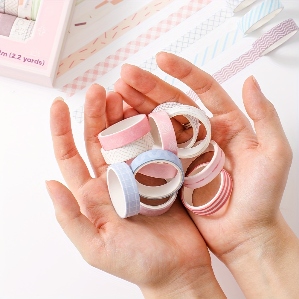 Tiny Colorful Washi Tape Set Basic Skinny Masking - Temu