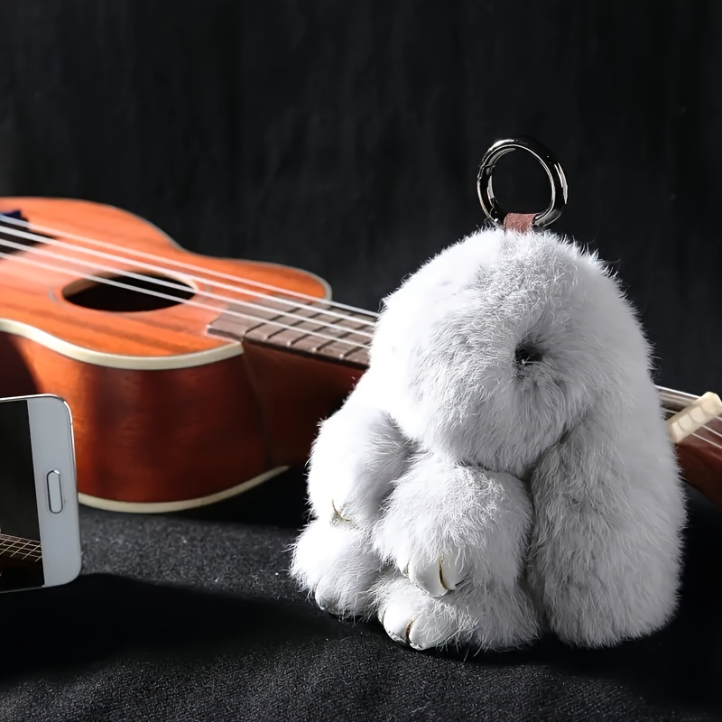 Faux Fur Fluffy Bunny Rabbit Keychain 