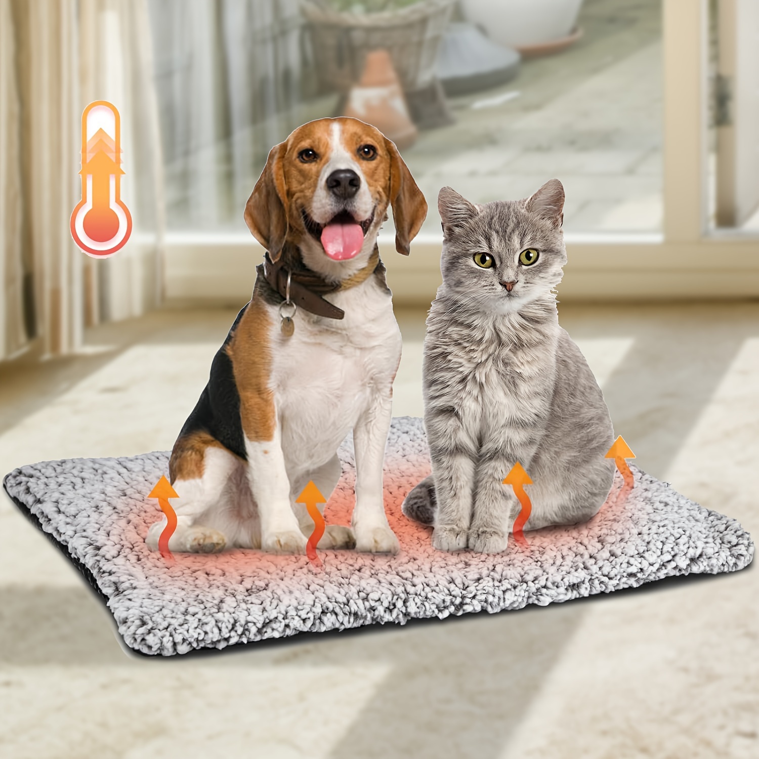 Coussin chauffant pour animaux de compagnie, tapis chauffant pour chien et  chat à température réglable, 18 x 18 pouces 