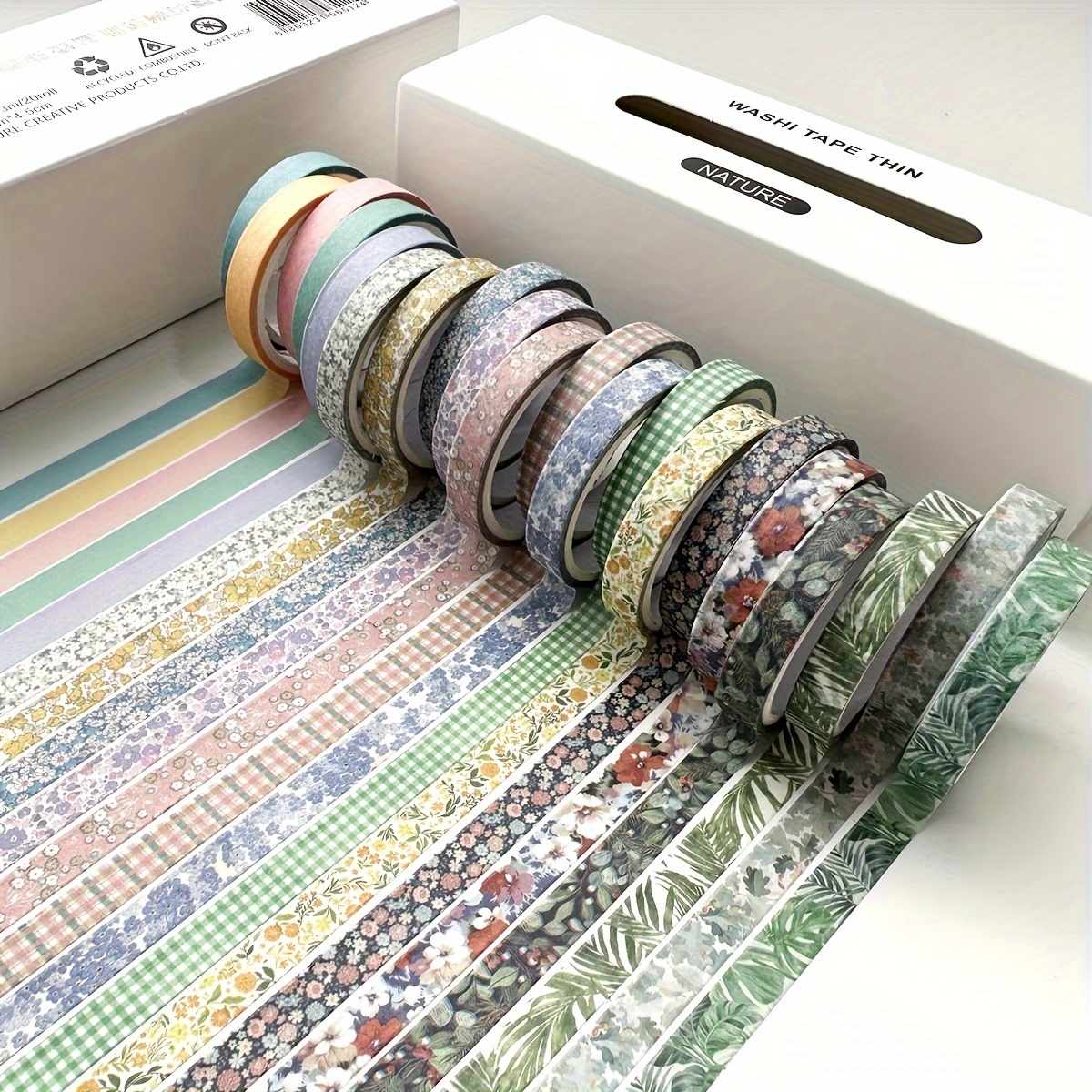 20 Rolls Boxed Thin Strip Washi Tape, Student Journal Decoration Creative  Landscaping Tape
