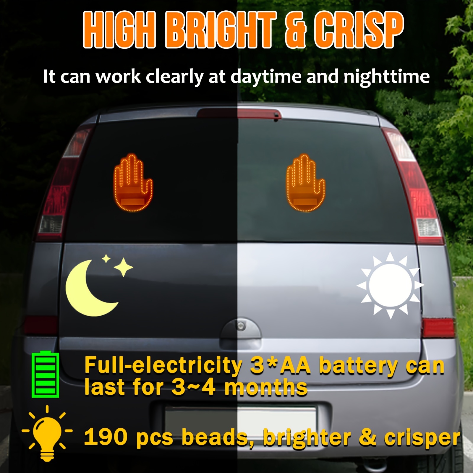 Lustiges Auto-Fingerlicht Fernbedienung Road Rage Signs Handlampen