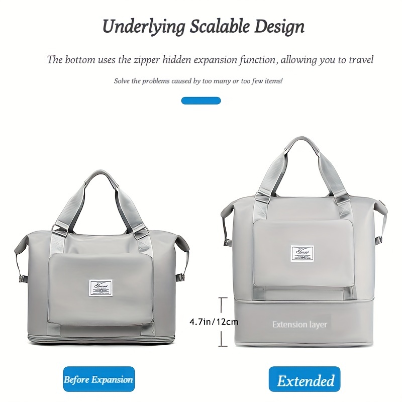 Large Capacity Travel Bag Expandable Foldable Dry Wet Separation Sports Bag