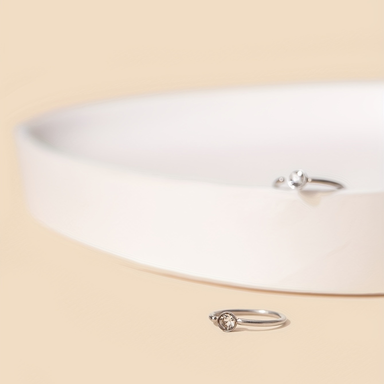C-Shaped Stainless Steel Hoop Nose Ring with Zircon
