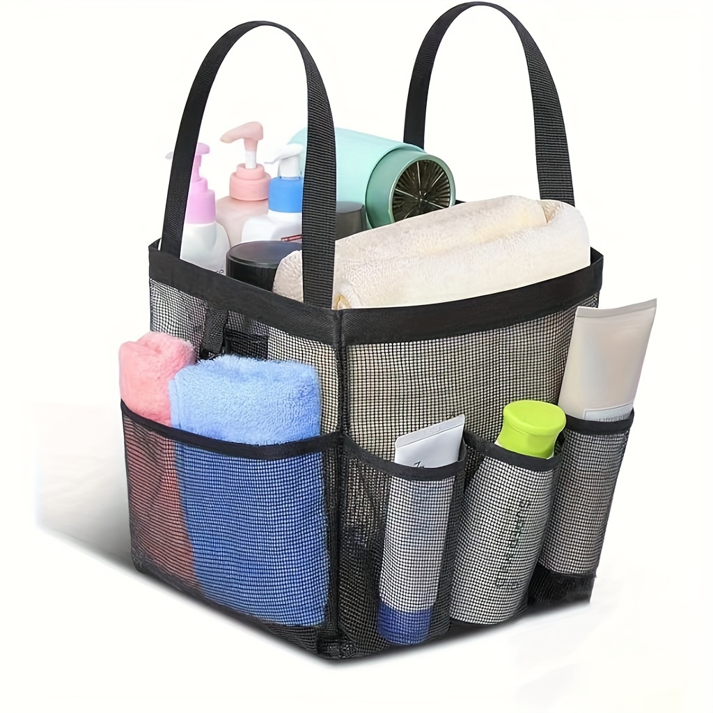Baby Shower Caddy Plastic Nursery Portable Storage Organizer Caddy Tote for  Child/Kids, Divided Basket Bin with Wood Handle for Bathroom, Dorm Room
