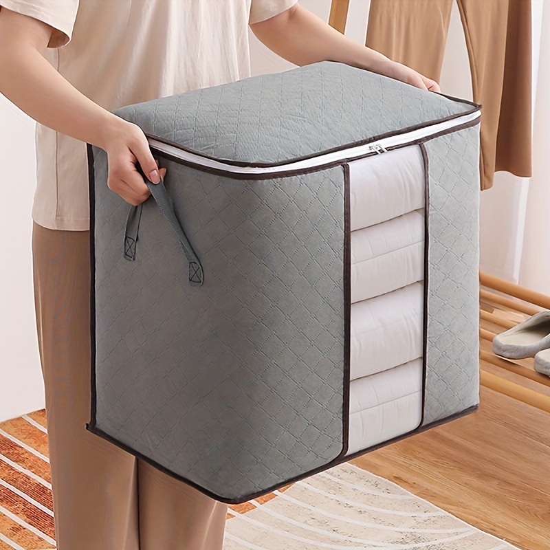 1pc, Blanket Storage Bags With Zipper, Foldable Comforter Storage Bag,  Large Organizers For Blankets, Pillow, Quilts, Linen, Storage Containers