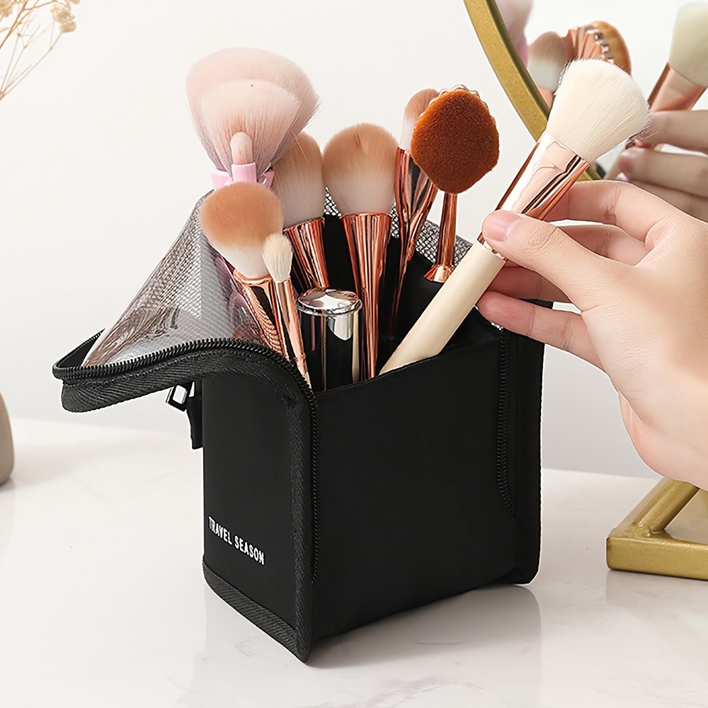 large capacity high quality pvc cosmetic bag mesh sides top Temu