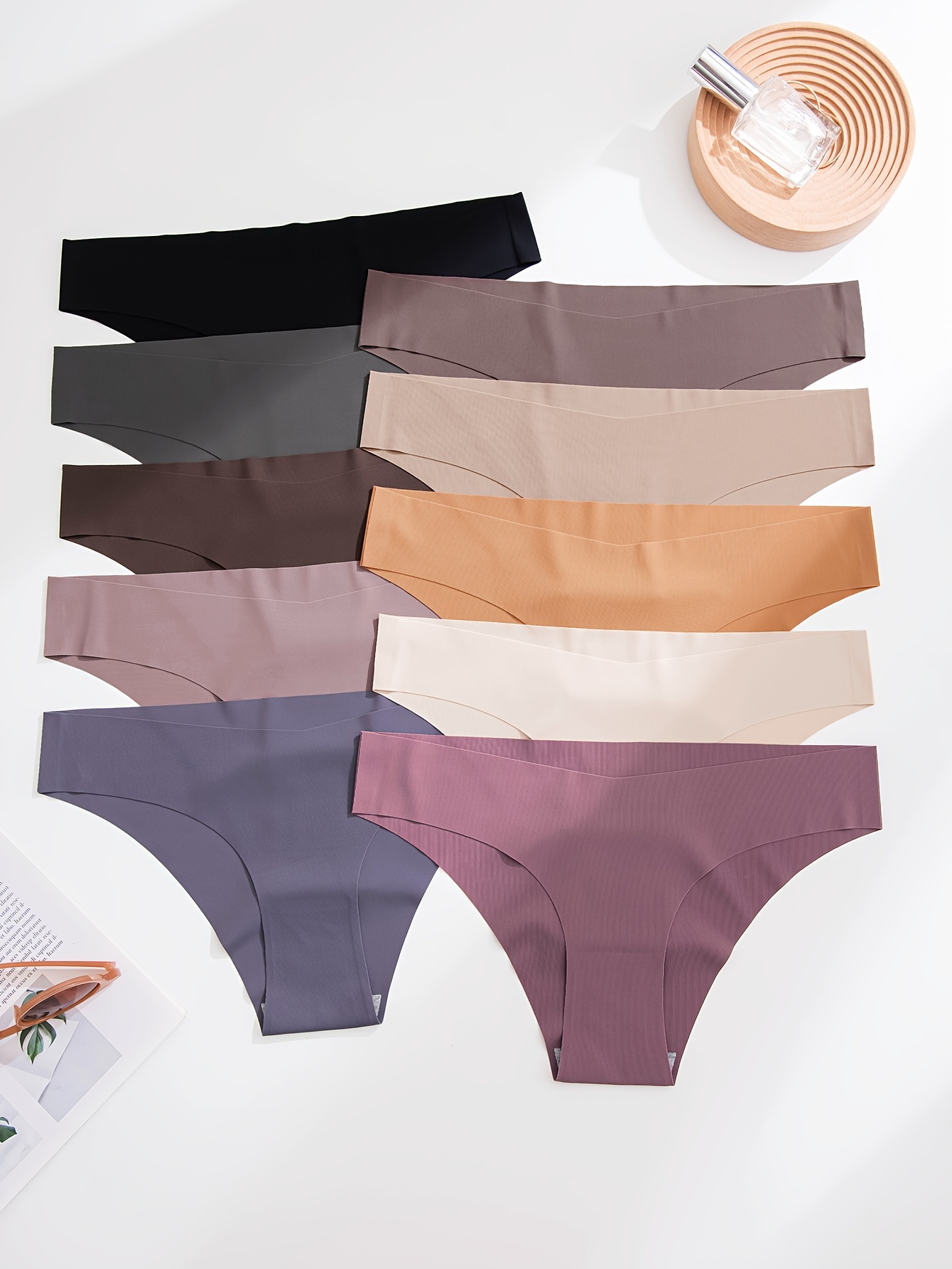 Solid Seamless Low Waist Briefs Soft Comfy Stretchy Panties - Temu