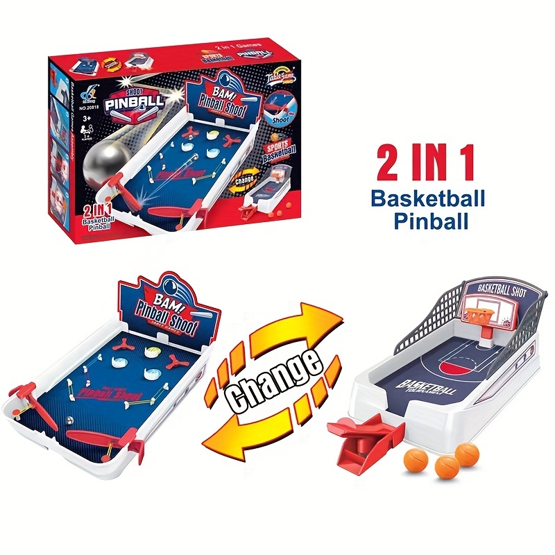 2 In 1 Basketball Pinball Kids Tabletop Board Game Catapult Game Tabletop Shooting Machine Game Pinball Track Game Fun Interactive Toys For Baby Party Favor High-quality and Affordable Temu