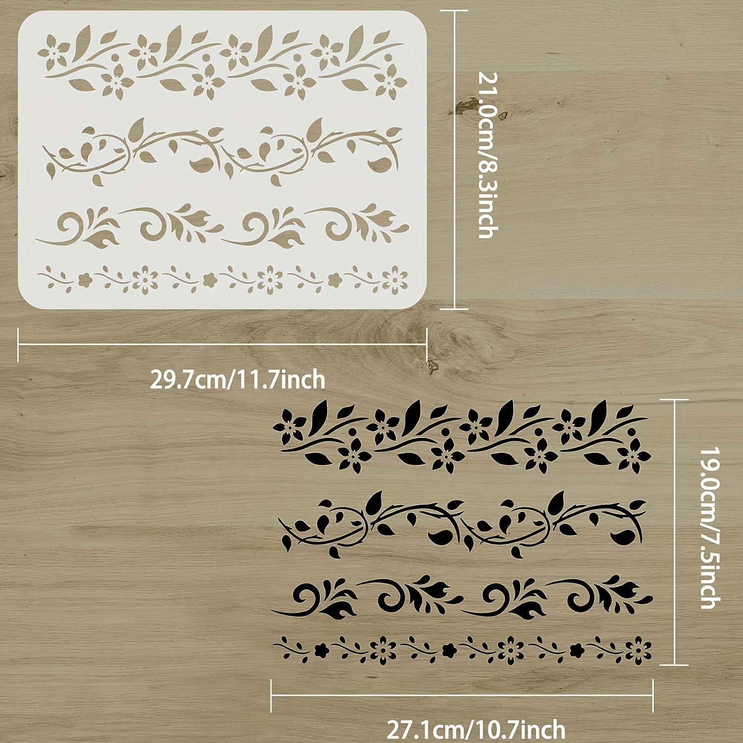 Set of Flowers Borders Small Sizes A5 A4 A3 Reusable Stencil Shabby Chic /  Deco4