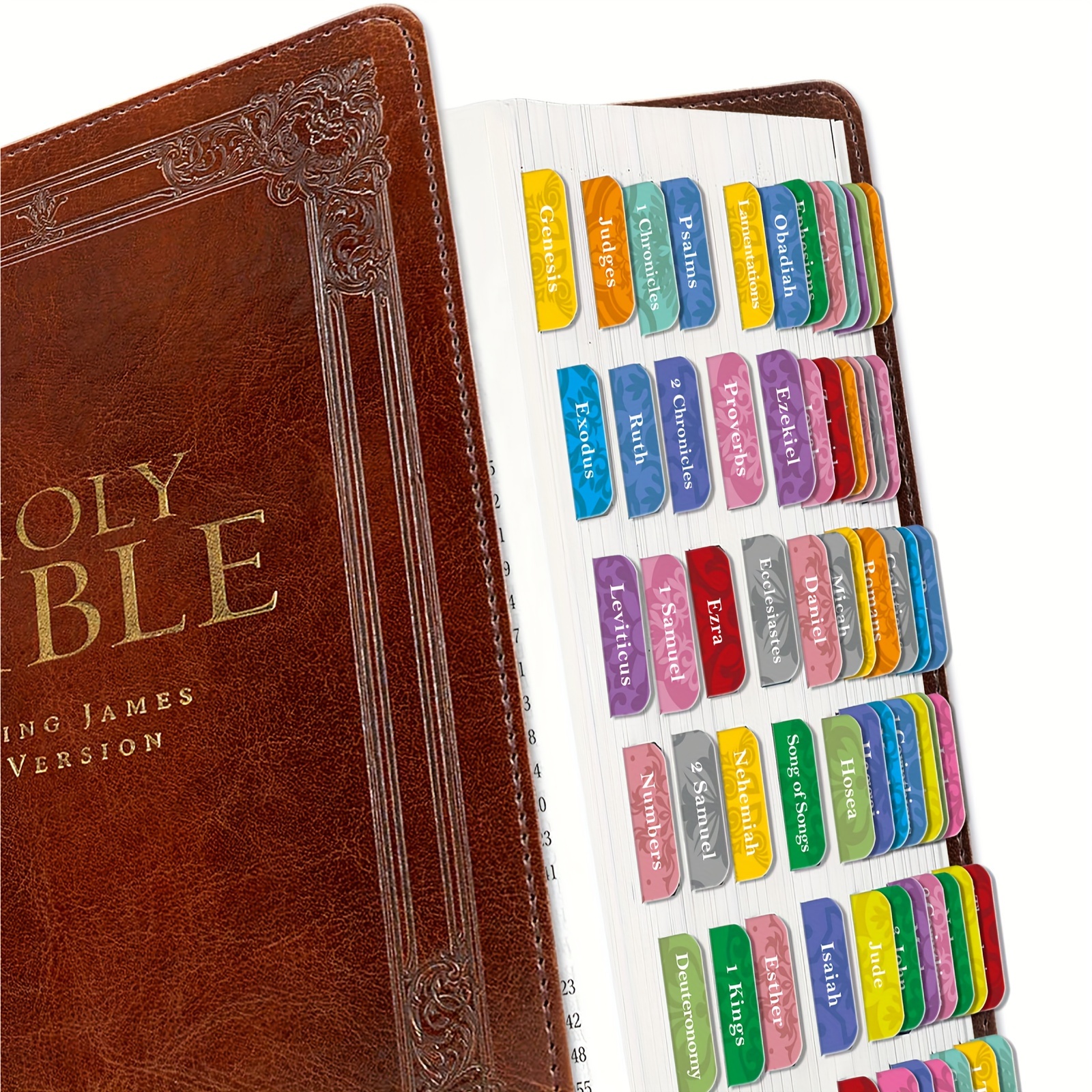 DiverseBee Laminated Bible Tabs (Large Print, Easy to Read), Bible Journaling Supplies, Bible Book Tabs, Christian Gift, 66 Bibl
