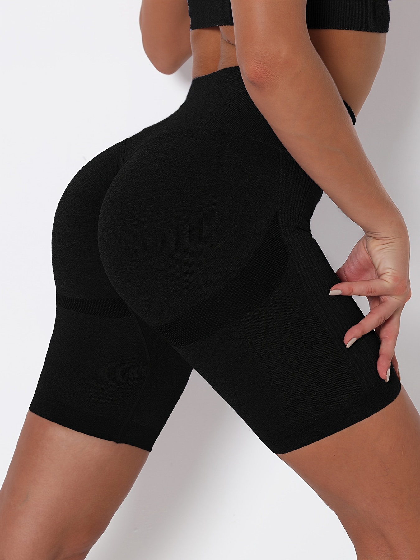 High-Waisted Scrunch Yoga Shorts with Hip Pockets