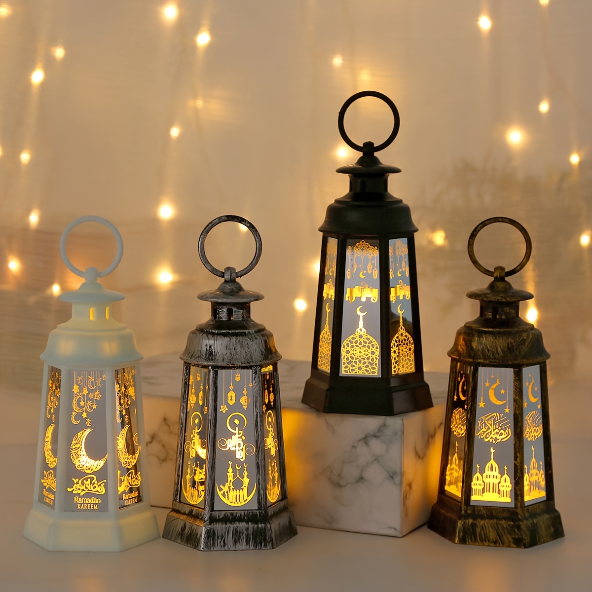 Lampe de lune Lumières du Ramadan, Lampe de table suspendue Lumière de nuit  du Ramadan Led Lune Star, Lampe de Croissant de Lune du Ramadan en fer,  Décor de l'Aïd