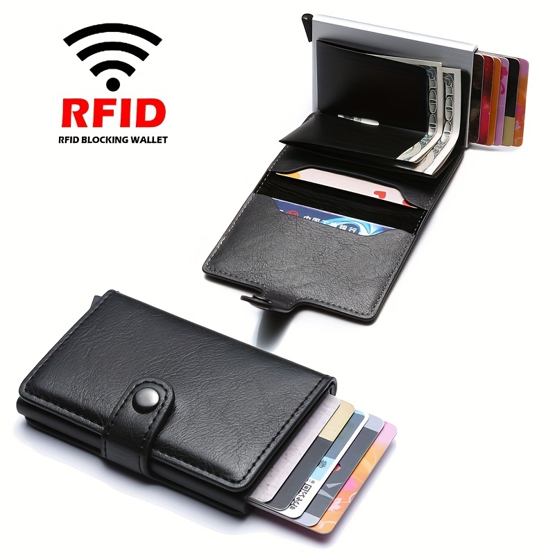 Id Credit Bank Card Holder Wallet Luxury Brand Men Anti Rfid Blocking  Protected Magic Leather Slim Mini Small Money Wallets Case - Card & Id  Holders - AliExpress