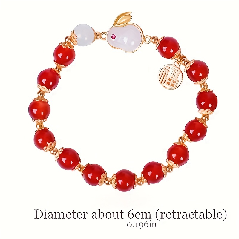 2023 Rabbit Year Red String Bracelet- Lucky Green Jade Rabbit Red