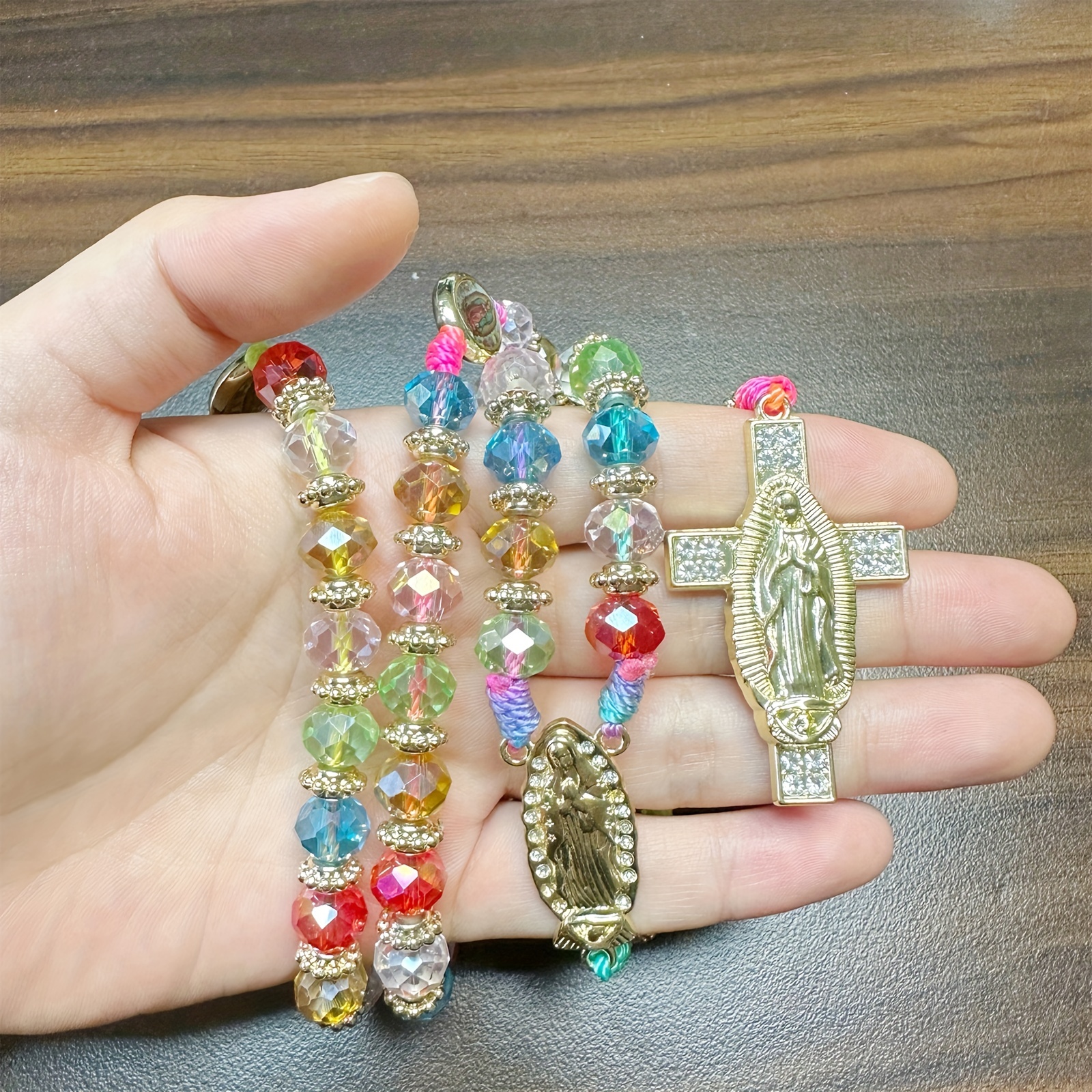 Mexican Catholic Saints Bracelet with Glass Beads
