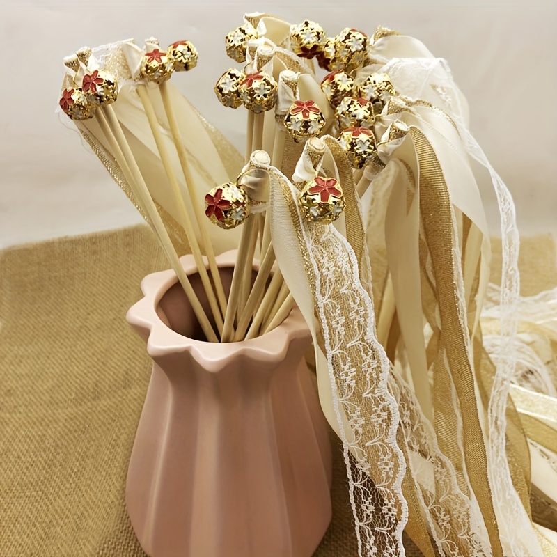 European style Wedding Colored Ribbon Lace Bell Fairy Wand - Temu