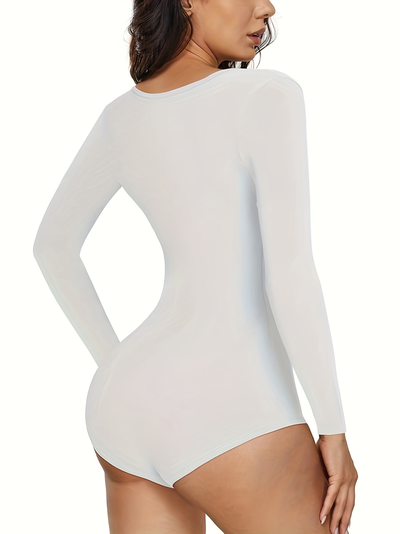 Long Sleeve High Neck Shaping Bodysuit Simple Soft Tummy - Temu